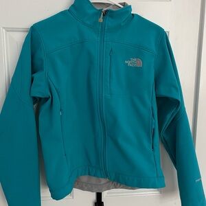 NorthFace fleece jacket, size S in teal. Gently used.